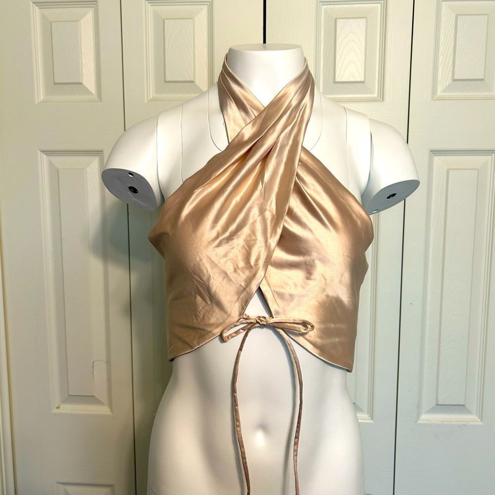 Tic Toc Wrap Around Cross Tie Halter Top Size M